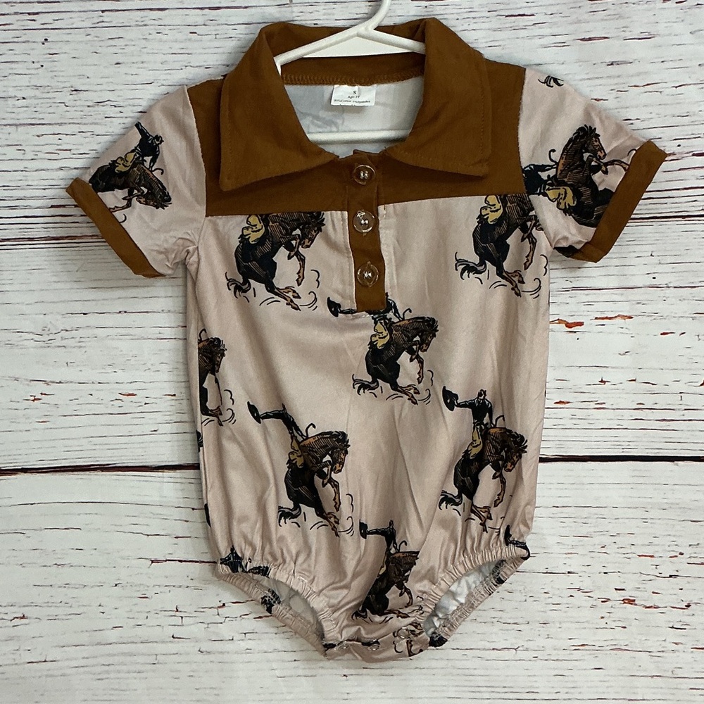NWOT Baby Western Rodeo Romper Cowboy Print